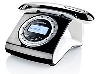 simvalley communications Retro-DECT-Schnurlostelefon mit Anrufbeantworter, schwarz