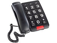 simvalley communications Großtasten-Telefon XLF-20, schwarz; Großtasten-Senioren-Telefone, Tisch-TelefoneGroßtasten-TelefoneFestnetztelefone schnurgebundenTelefone mit SchnurHaustelefoneWandtelefoneTastentelefoneTelephones 