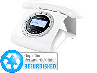 simvalley communications Retro-DECT-Schnurlostelefon mit Anrufbeantworter, weiß (refurbished)