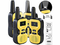 simvalley communications 4er-Set Walkie-Talkie-Funkgeräte, 8 Kanälen, 446 MHz, 2 km Reichweite; Notruf-Handys Notruf-Handys 
